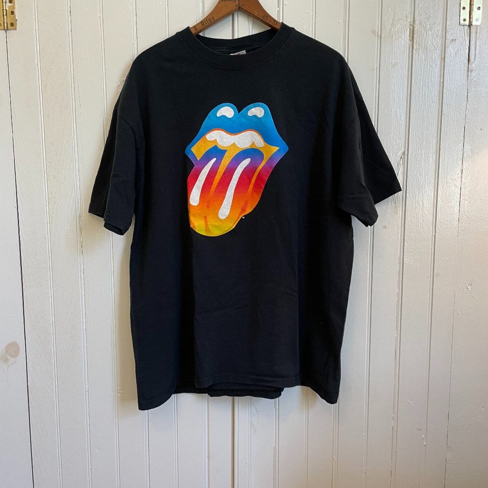 Vintage Rolling Stones Forty Licks T-Shirt Rainbow Tongue Shirt Y2K Size XL